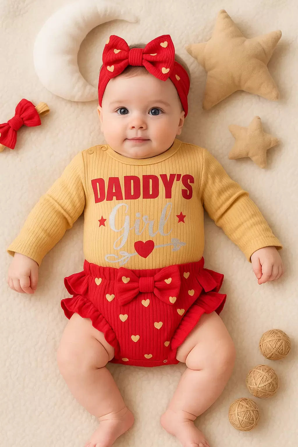DADDY'S GİRL BANDANALI KIZ BEBEK TAKIMI